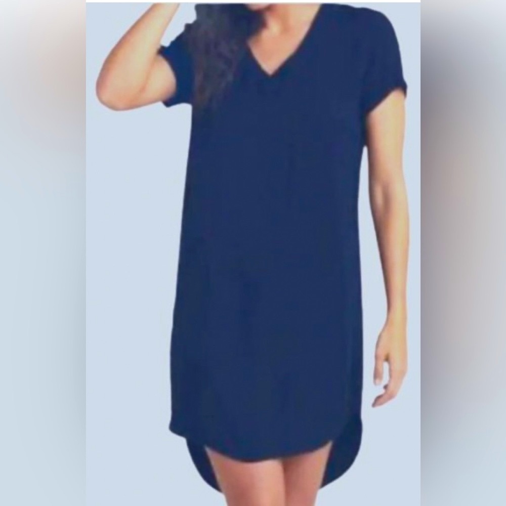 Cloth & Stone Cobalt Blue Short Sleeve Crispin High Low Mini Tunic